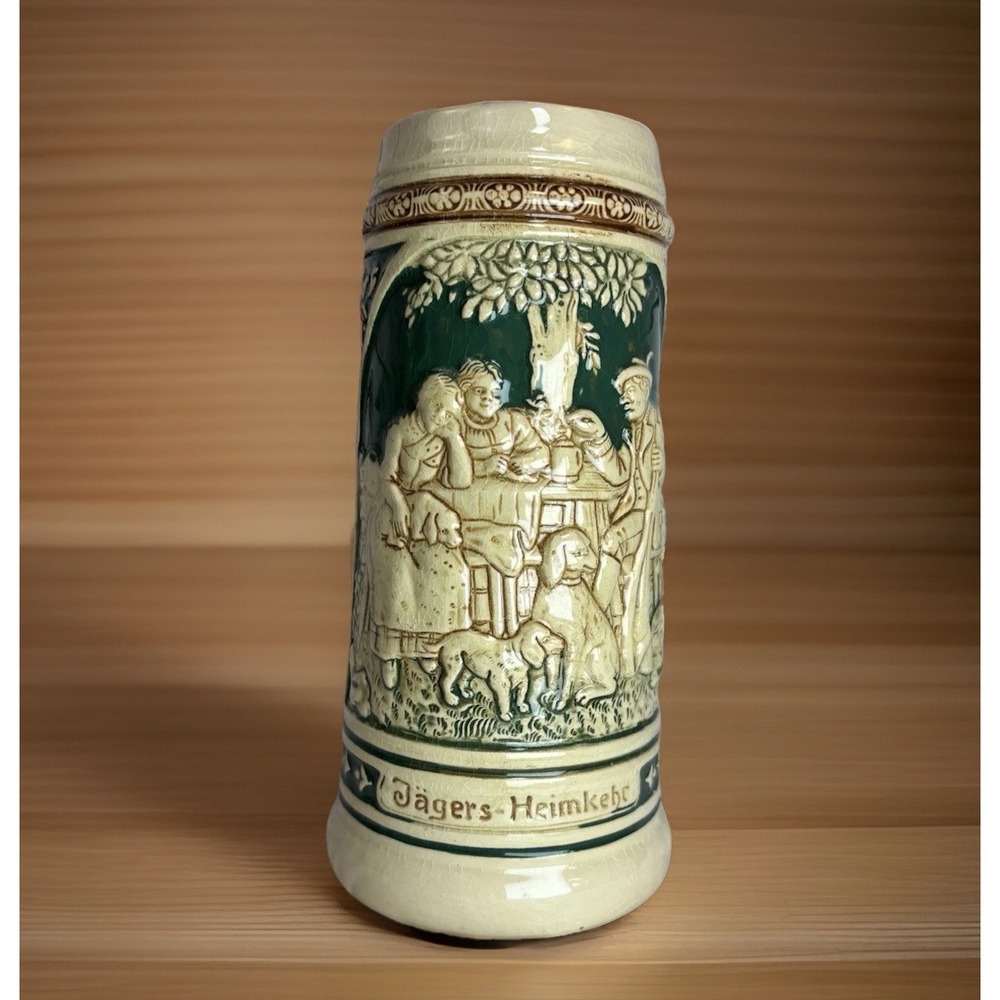 Vintage Beer Stein Western Germany 3D Outdoor Scene Jagers Heimkehr Hunter
